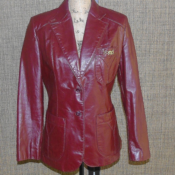 🔥🔥Oxblood Burgundy Leather Etienne Aigner Jacket 12 / Will Fit A Size Small - Picture 1 of 5